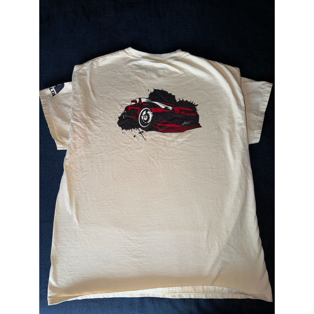 Hanes Mens Large Cream Spies Hecker Axalta Automotive JDM Graphic T-Shirt